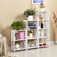 饰美佳 简约雕花架装饰架儿童书架卧室客厅浴室置物架收纳书架创意落地架