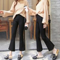 伊馨梦 2017春季新款弹力微喇叭裤女九分裤子韩版高腰显瘦百搭休闲阔腿裤