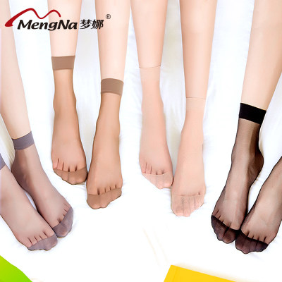 梦娜 超薄透明水晶丝袜子女短袜防勾脚尖加固5双*5件