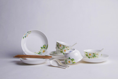 御晟 景德镇骨瓷餐具套装 28头56陶瓷器碗碟套装碗盘韩式家用乔迁礼品