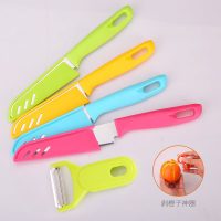 千收 不锈钢水果刀瓜果刀厨房多功能去皮器刮皮刀便携苹果削皮刀子5件套