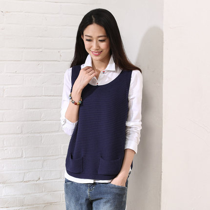 凤凰色 秋冬短款女式套头马甲 韩版中长款针织毛线背心 4色可选