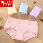 Hodo红豆 女士内裤纯色中腰纯棉裆三角内裤棉质面料大码三角裤底裤 4条装