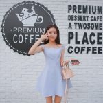 小鹿要飞 一字领露肩连衣裙 2017新款纯色淑女裙子高腰纯色背心裙