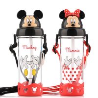 Disney迪士尼 水杯夏季宝宝防呛水瓶背带吸管杯子学饮杯塑料防漏儿童水壶