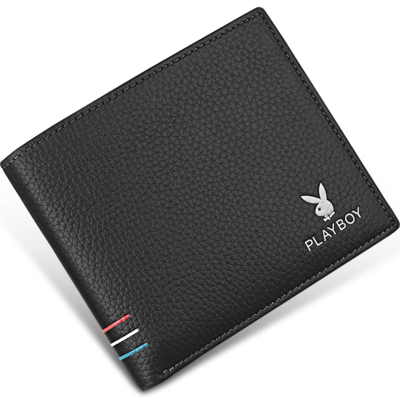 PLAYBOY花花公子 男士钱包短款头层牛皮青年驾驶证真皮钱夹学生皮夹子(拍倒数第3/4款)