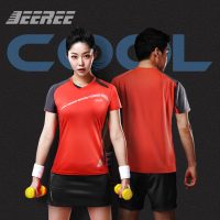Jeeree吉瑞 羽毛球服男女款透气吸汗速干健身跑步T恤休闲运动服