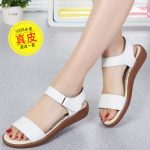 初途 2017春夏季新款凉鞋女学生防滑平底妈妈鞋坡跟一字带百搭孕妇凉鞋