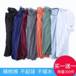 VSTARRY维仕特瑞 男短袖T恤纯色修身夏季圆领丝光棉打底衫衣服汗衫潮流半袖白体恤