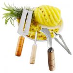 菠萝刀削皮器去眼夹挖籽去皮器不锈钢甘蔗削皮刀水果工具4件套