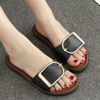 舒适时尚# 信智利 欧美时尚一字平跟拖鞋