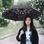 Cmon 樱花小黑伞三折叠太阳伞女黑胶遮阳伞防晒紫外线晴雨伞两用