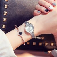 洛卡思 手表女学生钢带女表韩版简约潮流时尚款防水表石英表腕表新6110S