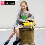 honeypig 童装2017春装新款波点字母长袖女童连衣裙HPB5298堇