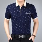 金格瑞 春夏新款中老年棉质男士短袖T恤翻领宽松大码真口袋休闲爸爸装