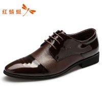 REDDRAGONFLY红蜻蜓 男鞋 春秋新款正品时尚商务皮鞋男士正装鞋系带漆皮鞋子