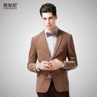 班加尼 男士韩版灯芯绒休闲小西装商务修身单西服条绒外套薄款