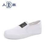 人本 帆布鞋男2017夏季新款韩版百搭板鞋套脚休闲鞋 一脚蹬懒人鞋