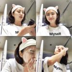 美丽公主 韩版束发带兔耳朵洗漱发箍化妆发套 猫耳朵可爱粉色发箍