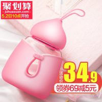 Relea物生物 便携玻璃杯随手杯女韩国耐热花茶杯简约清新可爱学生水杯子350ml