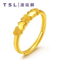 TSL谢瑞麟 足金黄金戒指 2.3g 时尚五心求婚黄金指环 活口戒指 YL917
