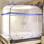 唯软 方顶蒙古包蚊帐免安装三开门折叠蚊帐1.5m1.8米双人床 家用