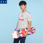 Jeanswest真维斯 男士短袖t恤夏季休闲圆领印花运动修身纯棉打底衫上衣潮