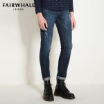 Mark Fairwhale马克华菲 牛仔长裤男2016冬季新品漆点刮烂猫须时尚中腰纯棉裤子