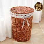 柳点生活 TM-115 脏衣篮藤编有盖放脏衣服收纳筐脏衣篓布艺柳编衣物篓宜家居收纳篮