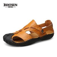 Dekesen德克森 男士凉鞋夏季包头凉鞋真皮户外运动沙滩鞋潮软底个性