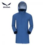 德国Salewa沙乐华 户外中长款连帽风衣男纯色开衫外套防水防风2017新品机能外套