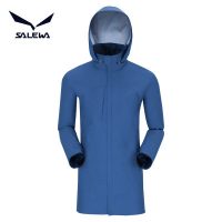 德国Salewa沙乐华 户外中长款连帽风衣男纯色开衫外套防水防风2017新品机能外套