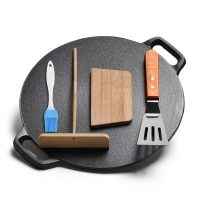 KITCHEN TIME厨时代 CH-A0232铸铁煎饼锅平底烙饼锅铁板鏊子燃气灶家用摊煎饼果子工具32cm