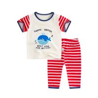 puppyteer博彼特 夏季宝宝纯棉短袖家居服男童女童外出服套装空调服套装