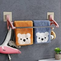 雨露 毛巾架免打孔晾杆的挂架卫生间抹布架吸盘式挂布浴室挂钩双杆