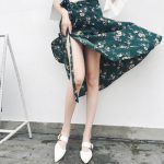 美阔 系带半身裙夏季女沙滩度假波西米亚中长款雪纺一片式碎花半身裹裙