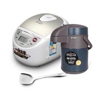 TIGER 虎牌 精品厨房三件套(日本原装进口微电脑3L电饭煲JBA-10C+时尚气压式2.2L保温壶MAA-A22C-AB+不锈钢炒勺)