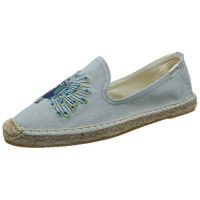 Soludos 女 限量款 刺绣孔雀 草编鞋 渔夫鞋 Peacock Embr Smkg Slipper 1000150