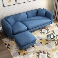 择木宜居 现代简约北欧实木沙发布艺沙发组合 小户型沙发 三人位+脚踏