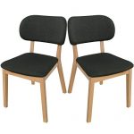 木作之合 德国进口榉木原木餐椅 北欧休闲家用靠背椅 布艺咖啡厅椅子 书桌椅(一对装)