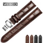 vetoo维途 真皮表带手表带配件男女蝴蝶扣表链代用浪琴天梭美度卡西欧DW