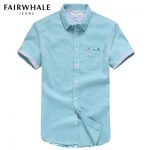 Mark Fairwhale马克华菲 男士短袖衬衫 2017夏季新款男装休闲衬衣 纯棉韩版修身潮