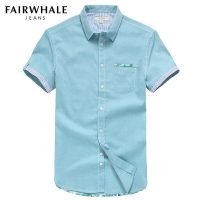 Mark Fairwhale马克华菲 男士短袖衬衫 2017夏季新款男装休闲衬衣 纯棉韩版修身潮