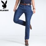 PLAYBOY花花公子 弹力牛仔裤夏季青年男士商务休闲男裤直筒修身长裤子薄