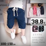 布加格 男童七分裤夏短裤2017棉麻儿童马裤五分裤休闲宝宝中裤中小童裤子