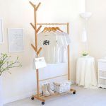 沁欣 qx-sxdgymj 简易衣帽架创意客厅挂衣架楠竹落地衣服架子卧室移动收纳架(60cm长)