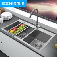 HIGOLD悍高 953141T 手工水槽加厚304不锈钢双槽套餐厨房洗菜水盆洗碗池 + 赠品