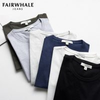 Mark Fairwhale马克华菲 男士短袖t恤 2017夏季新款白色纯棉潮流纯色圆领体恤衫