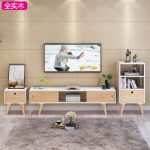 香克斯 北欧实木电视柜简约茶几组合日式现代卧室小户型电视机柜地柜