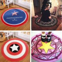 德阳 小樱可爱粉色拍照魔法阵圆形地毯儿童卧室床边衣帽间地毯电脑椅垫 直径60cm